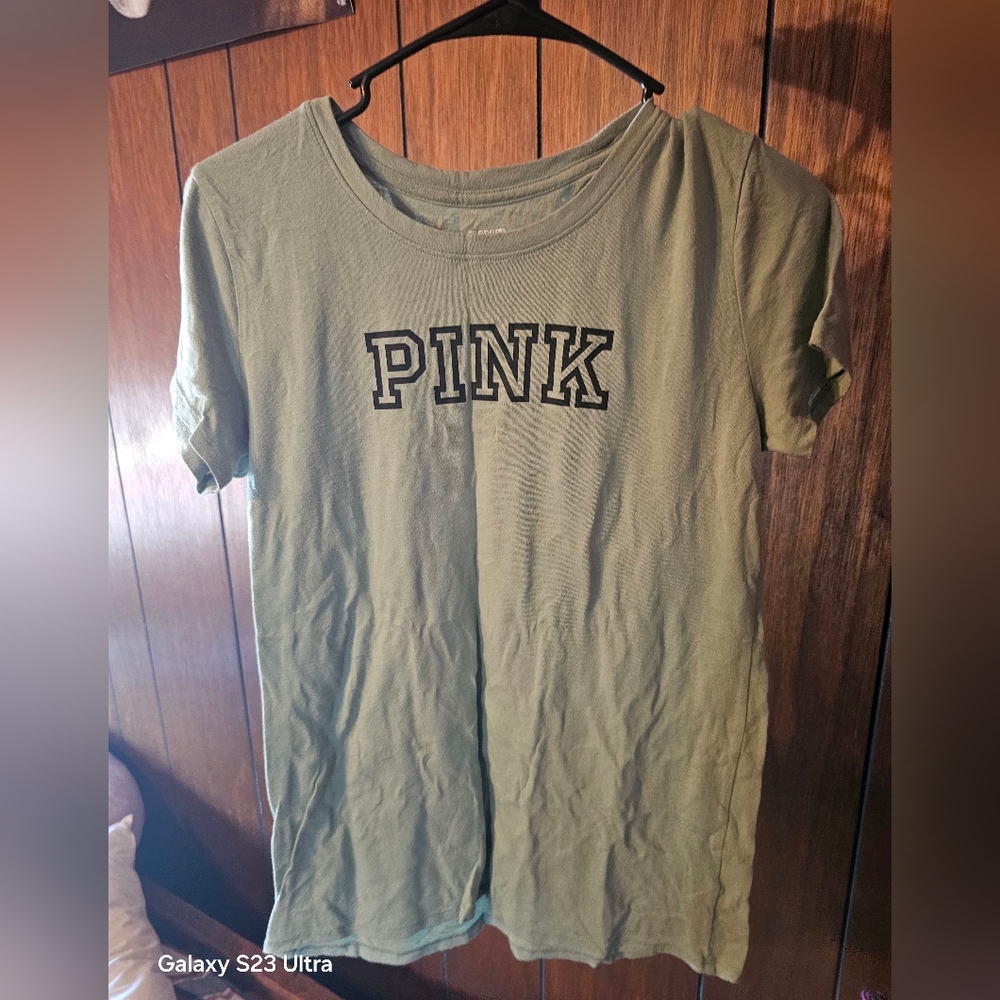 Victoria's Secret Sage Green Logo Tee